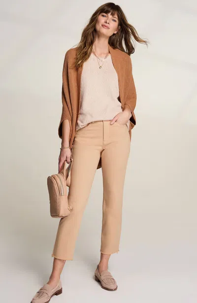 Jjill J.jill High-rise Fringe-hem Crops In Light Peach Dust