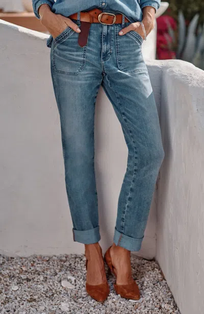 Jjill J.jill High-rise Patch-pocket Jeans In Bedford Wash