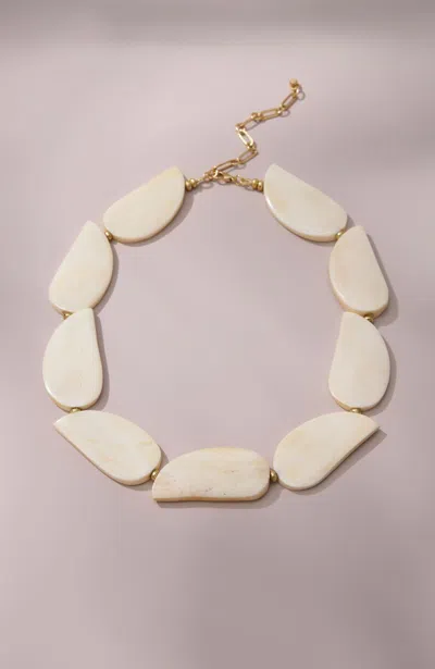 Jjill Horn Station Necklace In White