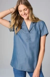 Jjill J.jill Indigo Collared Top In Ocean Point Wash