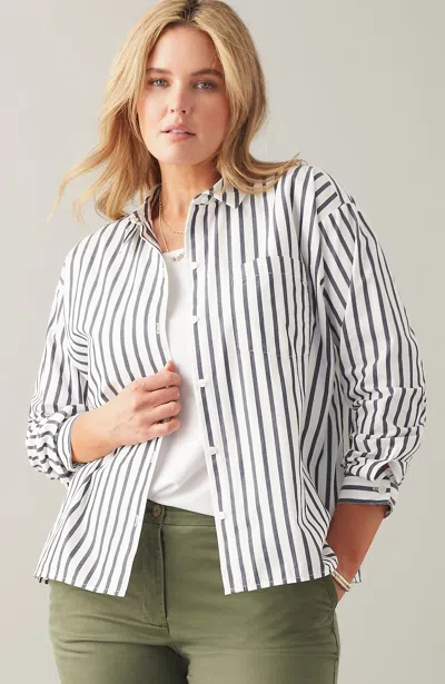 Jjill J.jill Individualist Shirt In White,navy Blue