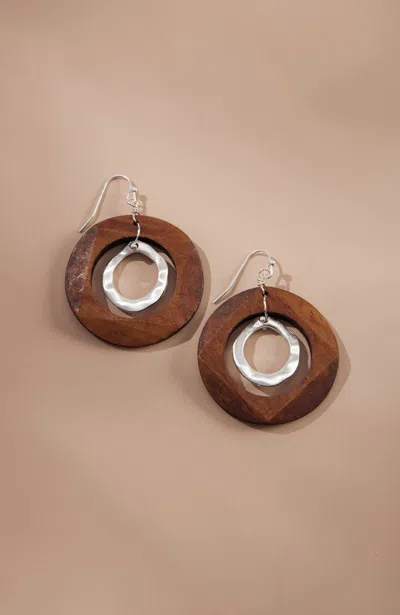 Jjill J.jill Island Cabana Wood Earrings In Brown
