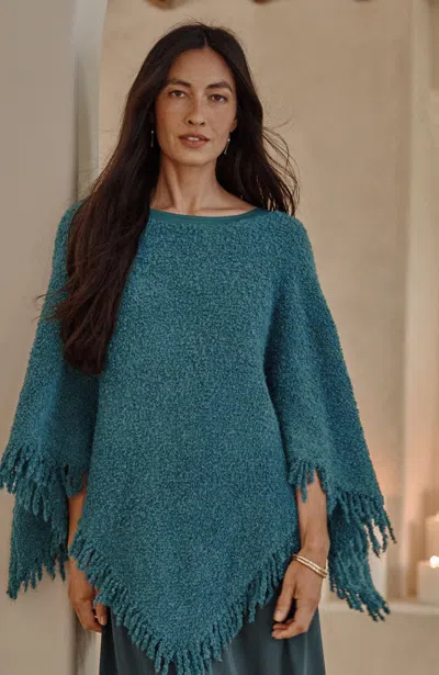 Jjill J.jill Italian Bouclé Asymmetric Poncho In Teal