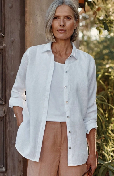 Jjill J.jill Everyday Linen Button-front Shirt In White