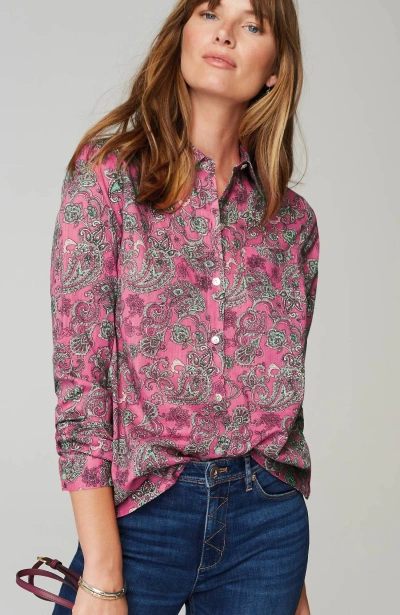 Jjill J.jill One-pocket Shirred-back Shirt In Rose Petal Sophisticated Paisley