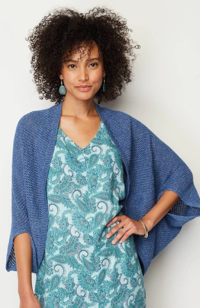 Jjill J.jill Open-knit Shrug In Classic Blue