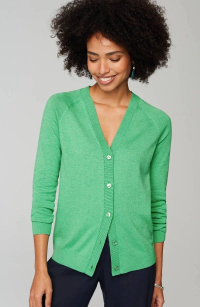 Jjill J.jill Organically Grown Cotton V-neck Cardi In Garden Green Melange