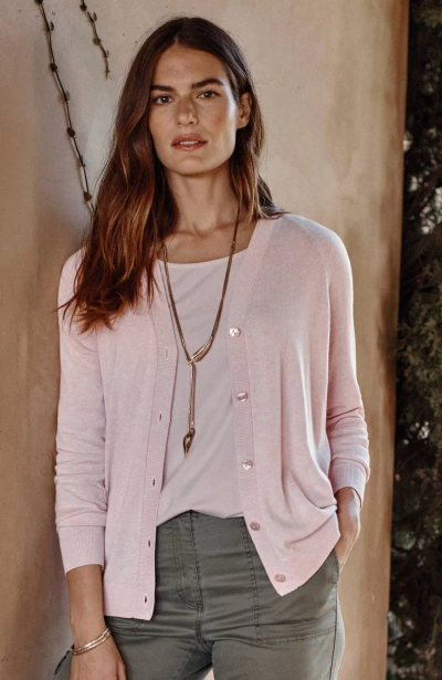 Jjill J.jill Organically Grown Cotton V-neck Cardi In Rose Pearl Melange