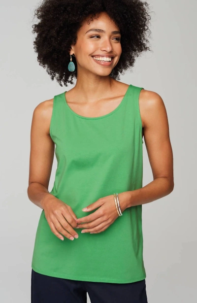 Jjill J.jill Pima-stretch Knit Tank In Garden Green