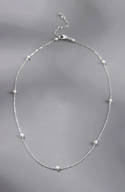 Jjill J.jill Placed-pearl Sterling Silver Necklace In Metallic