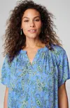 Jjill J.jill Printed Voile Top In Blue Jay Stunning Paisley