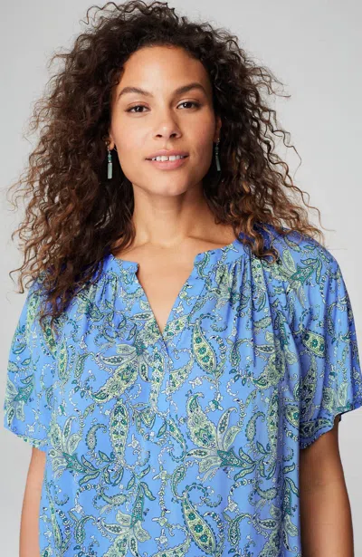 Jjill J.jill Printed Voile Top In Blue Jay Stunning Paisley