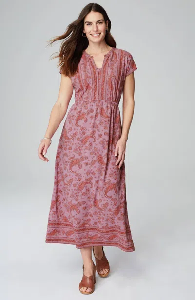 Jjill J.jill Pure Jill Border-print Maxi Dress In Moonlit Mauve Charming Paisley