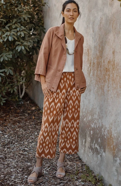 Jjill J.jill Pure Jill Ikat Wide-leg Crops In Dark Cinnamon Multi