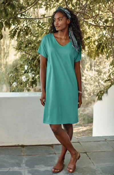 Jjill J.jill Pure Jill Soft-v-neck T-shirt Dress In Light Aegean