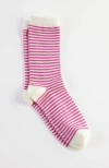 Jjill J.jill Rayon-from-bamboo Striped Crew Socks In Cream,magnolia