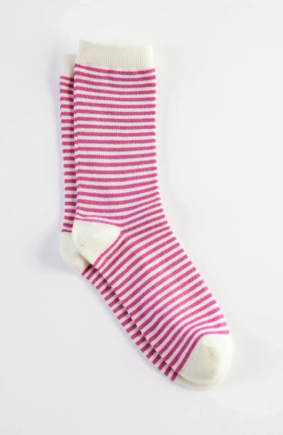 Jjill J.jill Rayon-from-bamboo Striped Crew Socks In Cream,magnolia