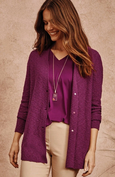 Jjill J.jill Slub-textured Button-front Cardi In Dewberry