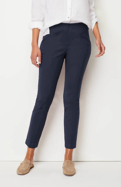 Jjill J.jill Versatile Cotton-stretch Slim-leg Pants In Navy Blue