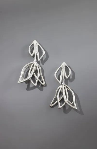 Jjill J.jill Windswept Petals Sculptural Flower Earrings In Silvertone