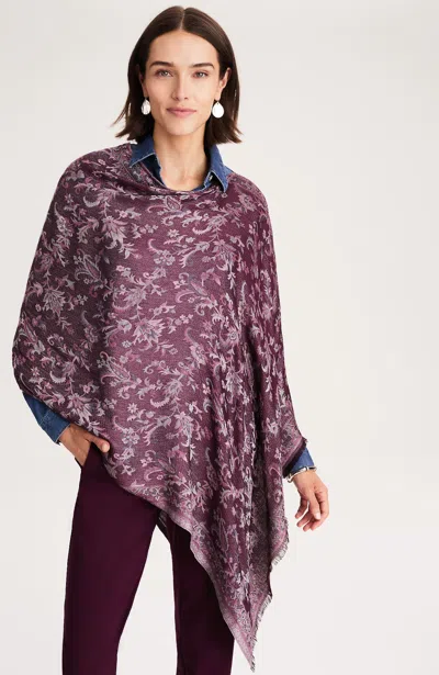 Jjill J.jill Jacquard Floral Asymmetric Poncho
