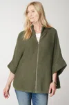 Jjill J.jill Jacquard-knit Zip-up Poncho In Olive Leaf