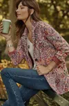 Jjill J.jill Jacquard Sweater Blazer In Almond Latte Heather Multi