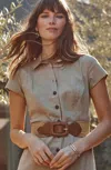 Jjill J.jill Jute-stretch Wide-buckle Belt In Natural,cognac
