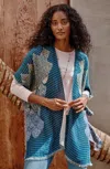 Jjill J.jill Kantha-stitched Reversible Jacquard Ruana In Dark Harbor Multi