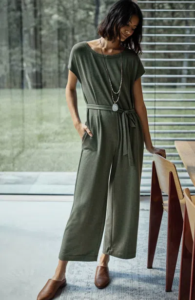 Jjill J.jill Knit Belted Jumpsuit In Dry Moss Heather