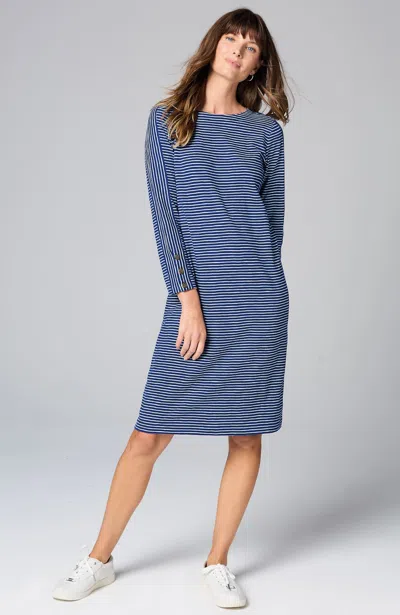 Jjill J.jill Knit Button-cuff Dress In Ocean,sea Mist