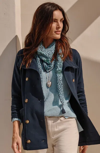 Jjill J.jill Knit Double-breasted Peacoat In Ink