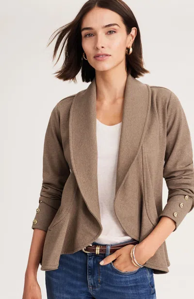 Jjill Knit Flounced-hem Jacket In Mocha Latte Heather