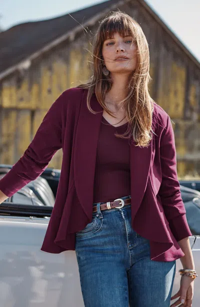 Jjill Knit Flounced-hem Jacket In Purple