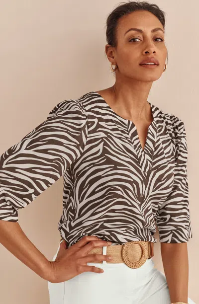 Jjill Knit Zebra-print Top In Multi