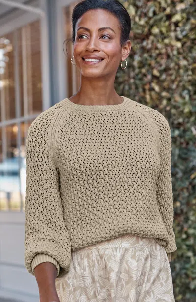 Jjill Lace-textured Cotton Sweater In Sand