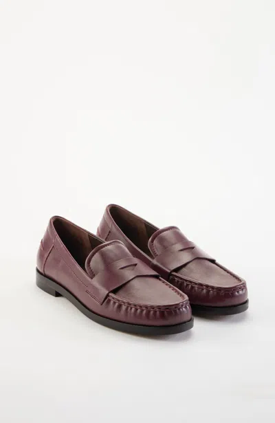 Jjill Lana Leather Loafers In Eggplant