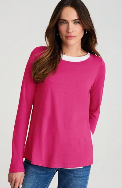 Jjill J.jill Layered-effect Knit Long-sleeve Tee In Burgundy