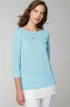 JJILL J.JILL LAYERED-HEM MIXED-MEDIA LINEN TUNIC