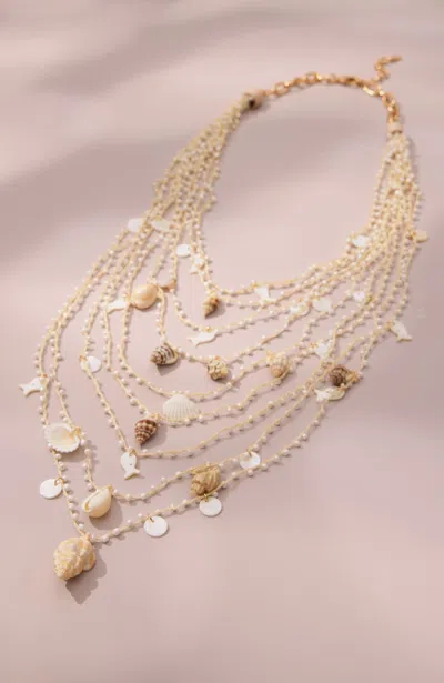 Jjill Layered Shells Statement Necklace In Gold