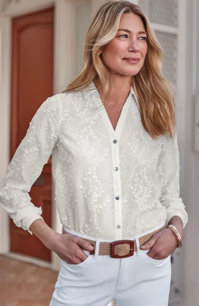 Jjill Leaf-embroidered Cotton Shirt