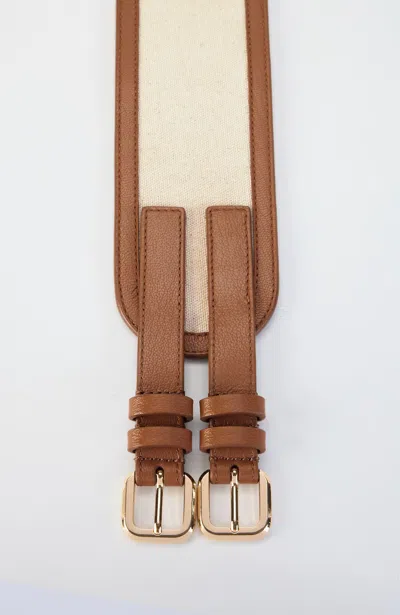Jjill Leather & Canvas Waist Belt In Brown