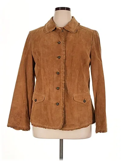 Pre-owned Jjill Leather Jacket In Brown
