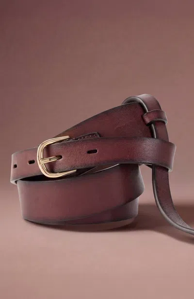 Jjill Leather Self-tie Belt In Cherry Wood