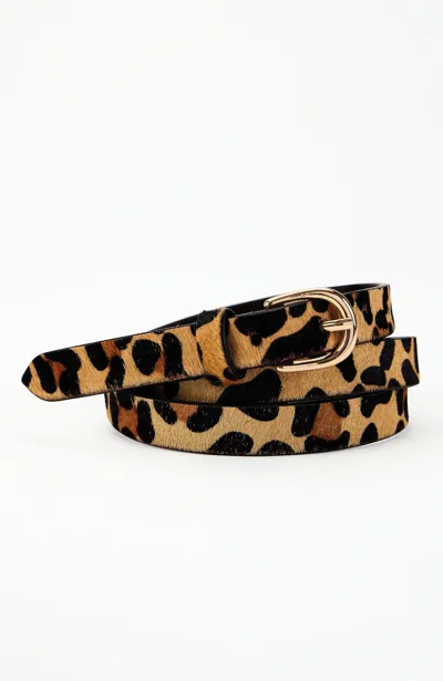 Jjill Leopard-printed Calf-hair Belt In Gingerbread Multi Leopard