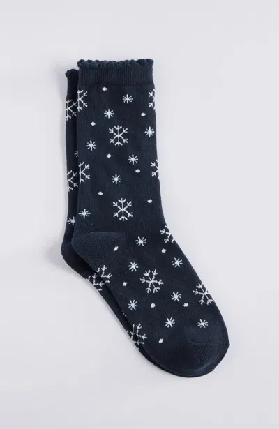 Jjill J.jill Let-it-snow Crew Socks In Navy Blue Multi