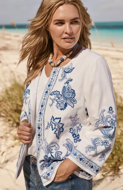 Jjill J.jill Lightweight Embroidered Jacket In White Multi
