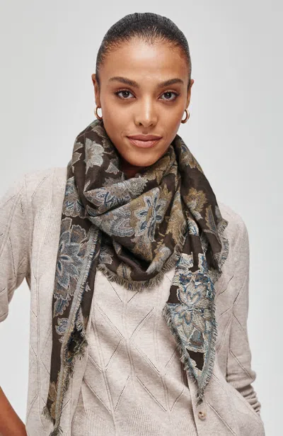 Jjill Lightweight Jacquard Scarf In Coffee Bean Multi