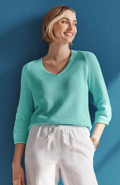 Jjill Lightweight Raglan-sleeve Sweater Pullover In Green