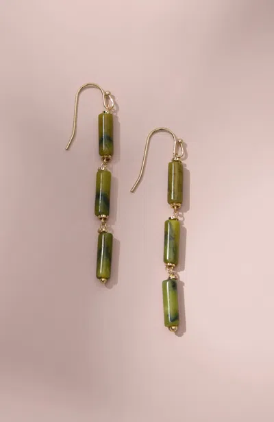 Jjill Linear Bead Earrings In Green Multi